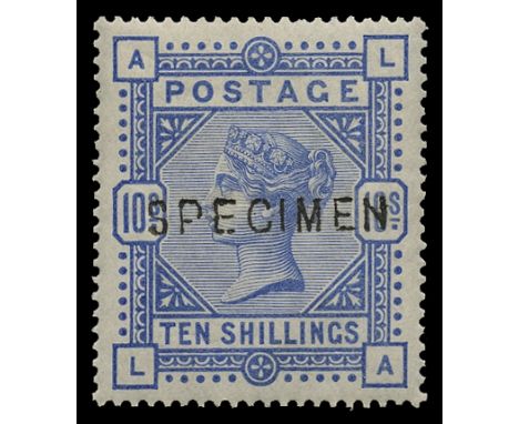 1883-84 10s cobalt on white paper, overprinted "SPECIMEN" type 11 (SG 182s var, Spec K14u (1)), light gum creasing but fresh 