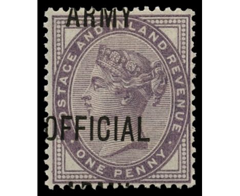 Officials: Army 1896-1901 1d lilac, variety overprint misplaced approx. 5mm to upper left, small part of 'ARMY' appears at fo