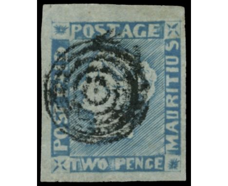 1848-59 2d light blue/bluish, late intermediate impression (SG 15) pos.8, small thin patch at upper left but four good to ver