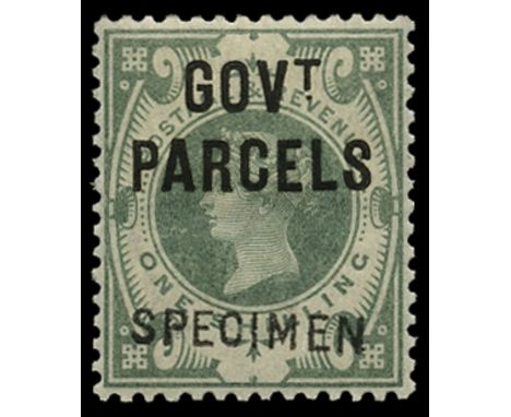 Officials: Government Parcels 1887-90 1s dull green overprinted specimen type 15 (SG O68s), some light creasing, u/m, RPS cer