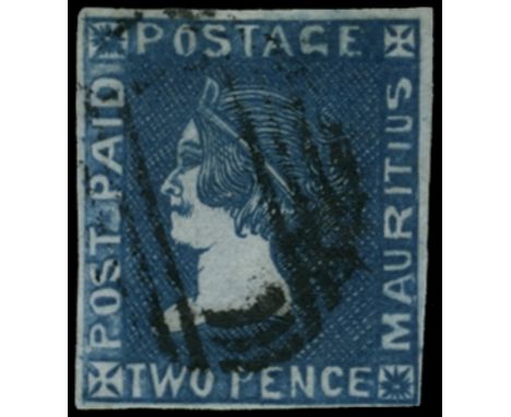 1859 (Oct) 2d deep blue 'Sherwin' (SG 40) pos.4, four close to good margins, trivial corner crease but neatly used by 'dumb' 