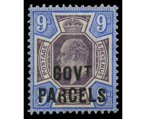 Officials: Government Parcels 1902 9d dull purple and ultramarine, showing non-constant variety 'open back to "R"' (SG O77 va
