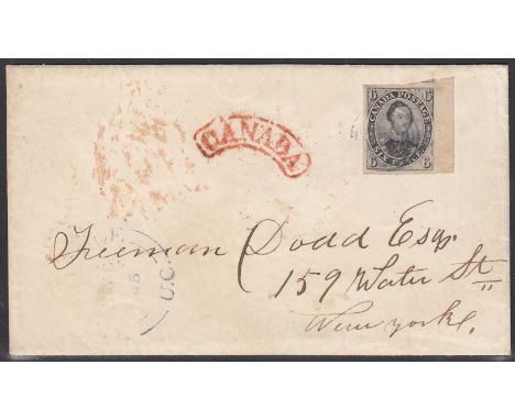 1861 November 6 cover to New York, franked by an exceptional example of the 1851 6d slate-violet on laid paper with large to 