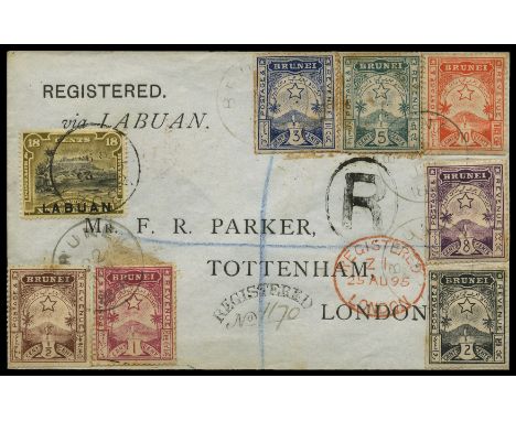 1895 July 22, registered philatelic 'F R Parker' cover bearing short set of local issue to 10c orange-red, tied by Proud type