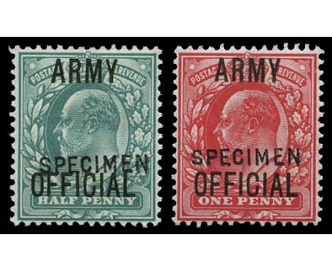 Officials: Army 1902-03 ½d blue-green and 1d scarlet, overprinted specimen type 15 (SG 48s/49s), fresh u/m, BPA cert (2014) 