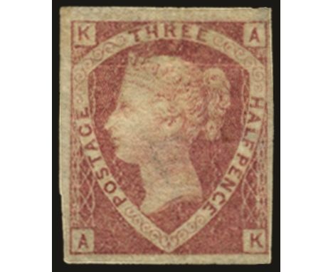 1870 1½d rose-red plate 1 variety imperforate (SG 52a), good to large margins, top right corner with tiny thin, light gum cre