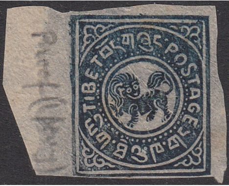 1912 1/6t proof in Prussian blue on very thin native paper, a very fine quality print, close to very large margins with penci