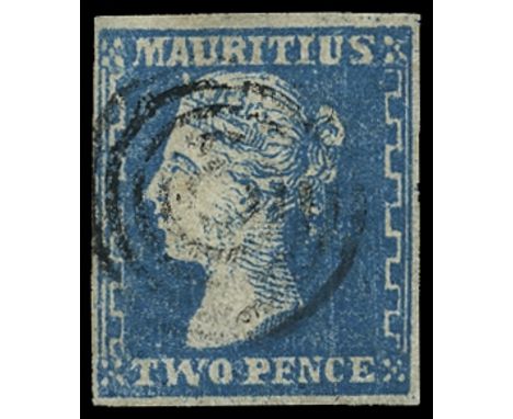 1859 (12 Dec) 2d blue 'Dardenne' (SG 43a), four close to good margins, used by light 'target' cancel, RPS cert (2011), cat £9
