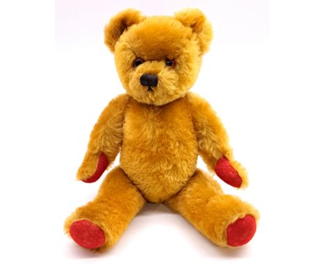 Twyford / Farnell vintage teddy bear, British, 1950s / 1960s, amber and black plastic eyes, vertically stitched black nose, f