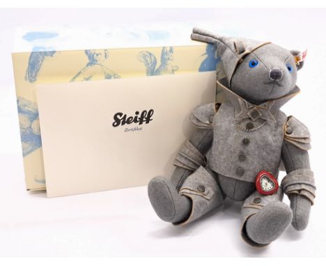 Steiff Wizard of Oz Tin Man teddy bear, white tag 682940, LE 1939, UK, Ireland and North American Exclusive, grey wool felt, 