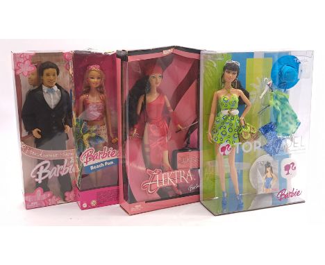 Mattel Barbie Doll Group Including: (1) Barbie Beach Fun J0697, (2) Top Model Resort Teresa Doll M5804, (3) Barbie Marvel Ele