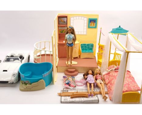 Mattel Barbie Group Including: Cali Girl Hawaiian Hotel Resort With Furniture &amp; Accessories (With Instructions), Cali Gir
