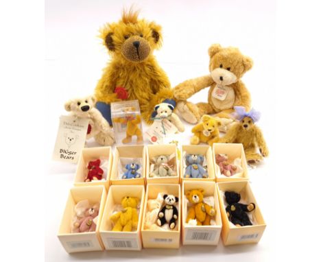 Miniature Teddy Bear Group Including: (1) Hermann Teddy Miniatures x10, Mini Bear Velvet, 2.5"/7cm, (2) Artist Bears Deb Canh