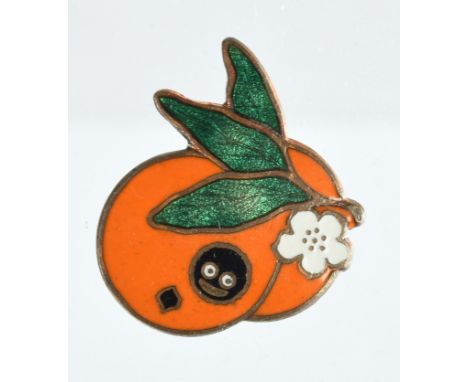 Robertson's Golly Badge, Pre-War, Orange Fruit, impressed H W MILLER LTD BRANSTON ST B'HAM 18 REGD 768691, golly head amongst