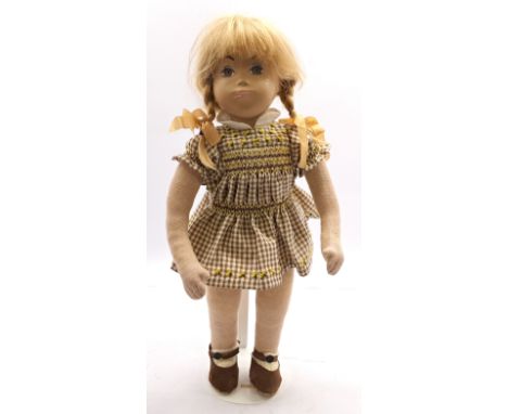 Sasha Course cloth tricot doll, face is re-painted in the style of a Studio doll (signed to rear Shelly 2019), dressed in gin