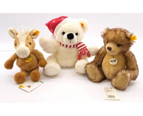 Steiff Group Including: (1) Steiff QVC Christmas 2005 Santa Claus Bear, Yellow Tag 662300, Plush, Complete With Swing Labels,