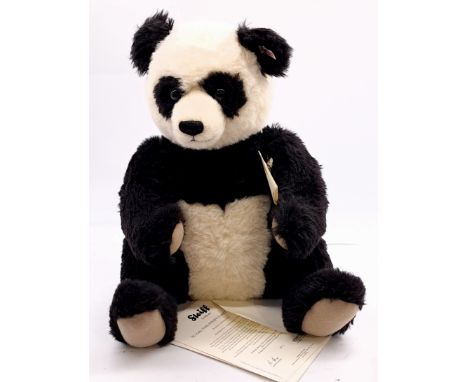 Steiff/Danbury Mint Su-Lin Giant Panda, LE 5/1250, alpaca, certificate (marks to envelope), swing label, Excellent Plus, 17"/