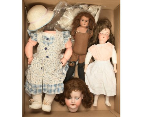 Armand Marseille German bisque antique / vintage dolls x three, including: (1) Armand Marseille 390 toddler, impressed 390n A