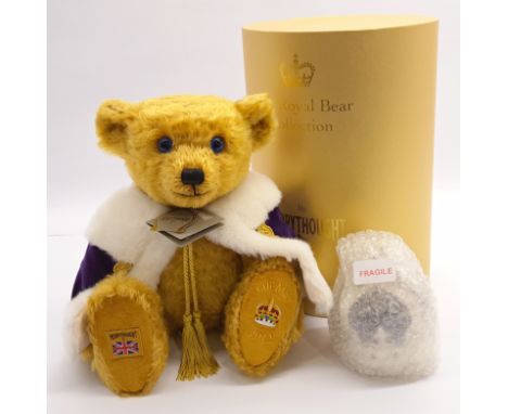 Merrythought King Charles III Coronation teddy bear, LE 790/2023, mohair, with swing labels, certificate, Mint within Near Mi