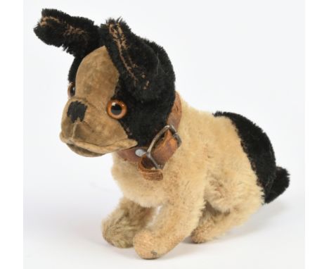 Steiff Bully vintage miniature dog, German, 1927-1937, EAN 3310, with underscored button, black and white mohair, with velvet