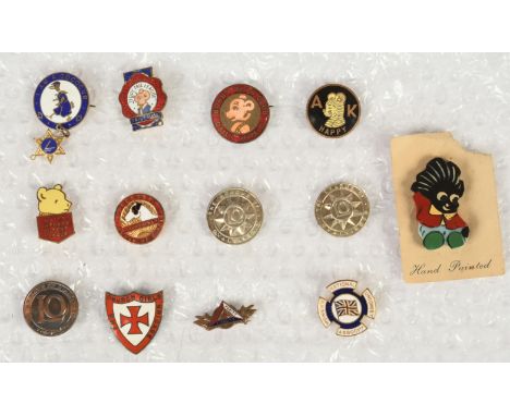 Collection of vintage enamel badges (mainly 1930s), includes: (1) I am a Cococub; (2) Teddy Tail League / Daily Mail; (3) Bob