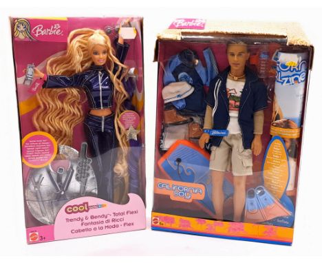 Mattel Barbie pair including: (1) Cool Lookz Trandy &amp; Bendy Barbie, # C0419; (2) California Boy # C6792; both within Good