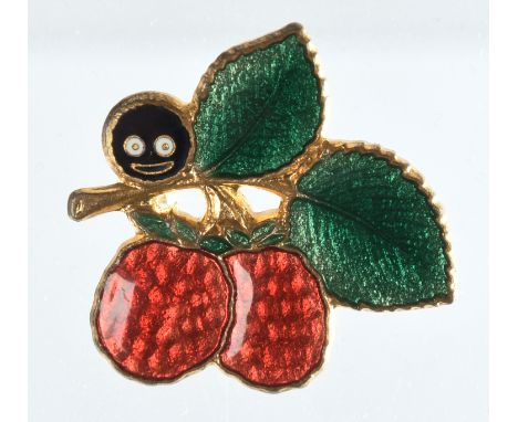 Robertson's Golly Badge, Pre-War, Raspberry Fruit, impressed MILLER 118 BRANSTON ST B'HAM REGD 768826, golly head amongst 2 r