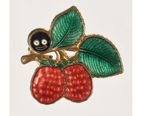 Robertson's Golly Badge, Pre-War, Raspberry Fruit, impressed MILLER 118 BRANSTON ST B'HAM REGD 768826, golly head amongst 2 r