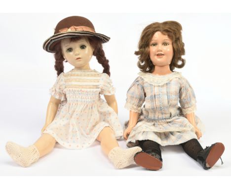 Ideal (USA) and Madame Alexander (USA) pair of composition character vintage dolls: (1) Ideal Deanna Durbin doll, American, 1