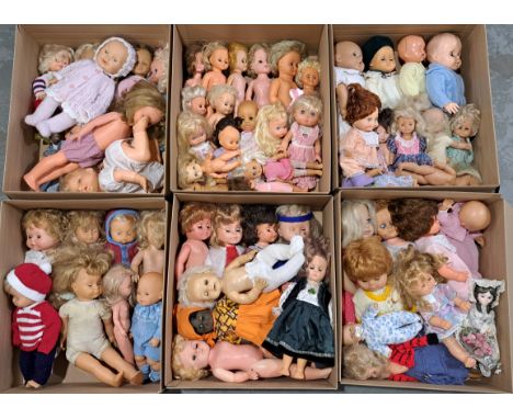 Large Group of mixed vinyl dolls including: Mattel, Famosa, Jesmar, plus others; Fair to Good Plus; (Qty). PLEASE CONTACT US 