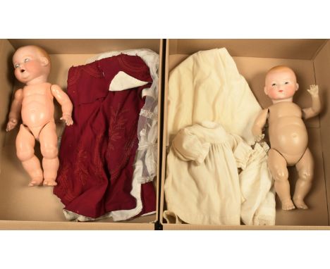 Armand Marseille three vintage bisque My Dream Babies, German, c 1926: (1) AM 351 black bisque, impressed AM 351 / 3 1/2 K, w