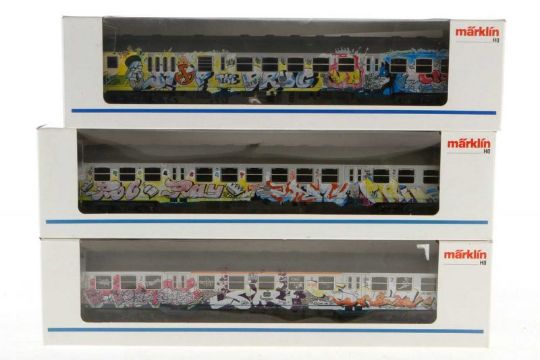 3 Marklin Graffiti Wagen S H0 Silber 84255 84256 Und 84257