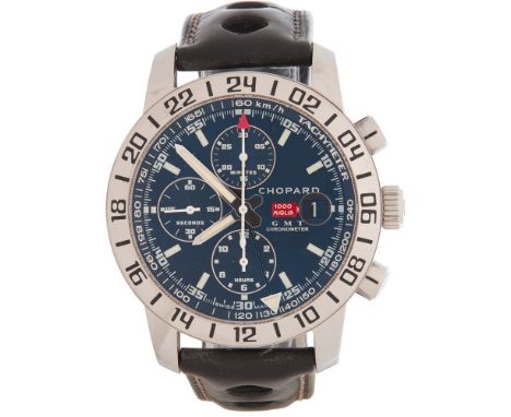 OROLOGIO Chopard 1000 miglia in acciaio, movimento automatico con riserva di carica GMT. Custodia originale. Presenta certifi