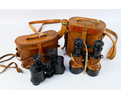 A pair of binoculars marked E Donovan Esq R.N, HMS Bellerephon in a similarly marked case and a pair of French field glasses 