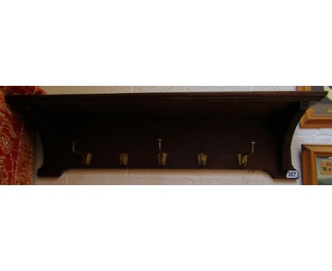 Oak shelf with coat hooks