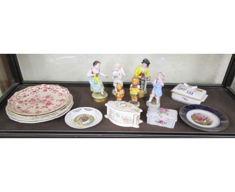 Shelf of china to include Dresden & Goebel