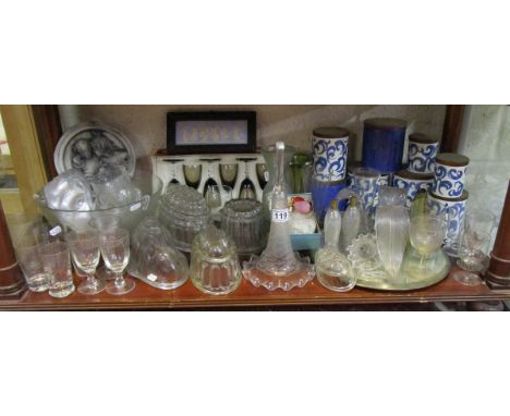 Shelf of glass etc to include an Epergne