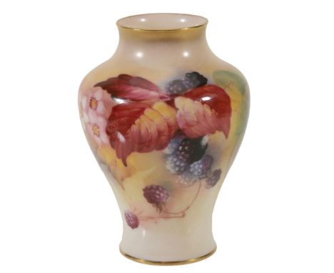 A small Royal Worcester baluster vase signed by K  A small Royal Worcester baluster vase signed by  K. Blake  ,   date code f