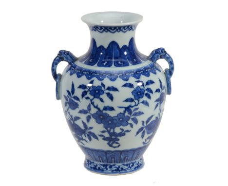 A Chinese blue and white two handled vase , late 20th century  A Chinese blue and white two handled vase  , late 20th century