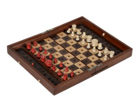 A Victorian Jaques Patent IN STATU QUO mahogany cased chess set  A Victorian Jaques Patent  IN STATU QUO   mahogany cased che