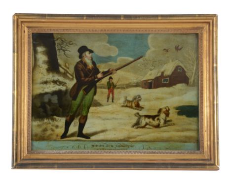 English School (19th Century) - A group of eight hunting scenes Reverse prints on glass, with watercolour Each c.25 x 35.5 cm