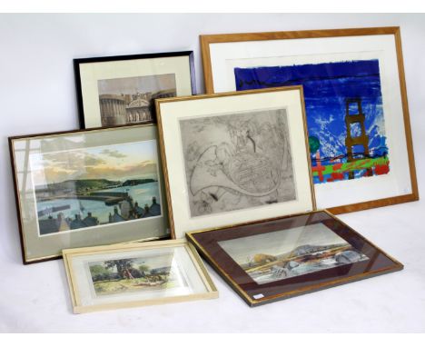 A COLLECTION OF CONTEMPORARY LIMITED EDITION PRINTS AND WATERCOLOURS to include abstract limited edition prints, indistinctly