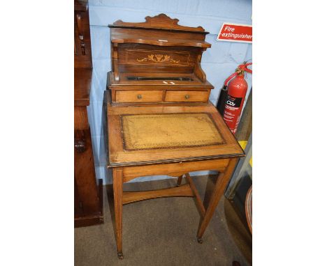 Late 19th century ladies writing desk or bonheur du jour, the back section with small shelf over a pen tray and two small dra