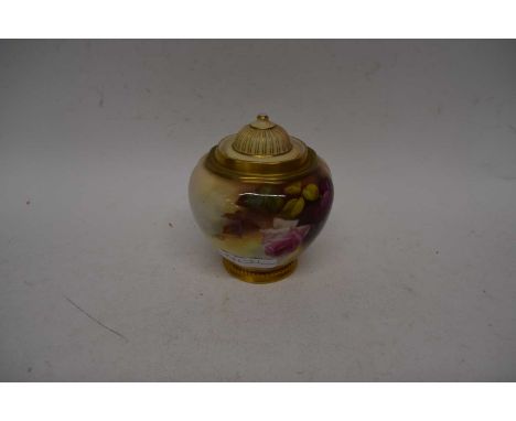 Royal Worcester vase painted with roses with a cover