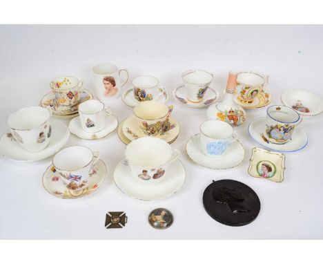 Quantity of porcelain commemorative wares including examples by Royal Doulton for Edward VII &amp; Queen Alexandra, also Doul