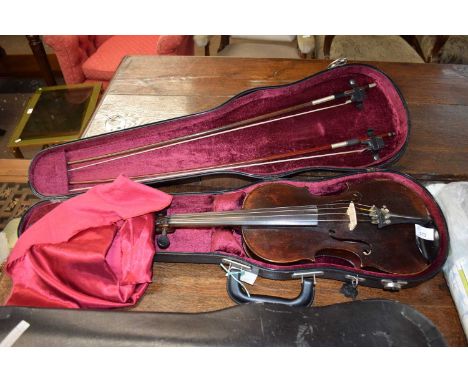 Vintage violin bearing internal label, probably spurious, marked 'Andreas Guarnerius Fecit Cremona Sub Titulo Santa Teresia 1