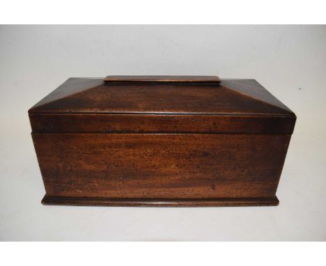 Wooden sarcophagus shaped tea caddy