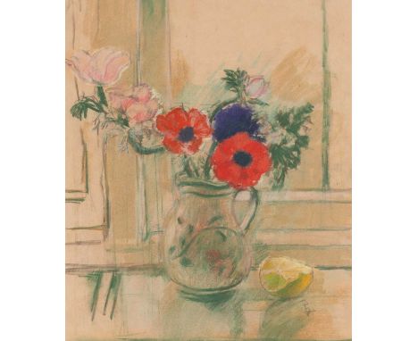 GORDON STUART (Canadian / Welsh, 1924 - 2015) mixed media - still life of flowers in jug, signed, 51 x 43cmsProvenance: priva