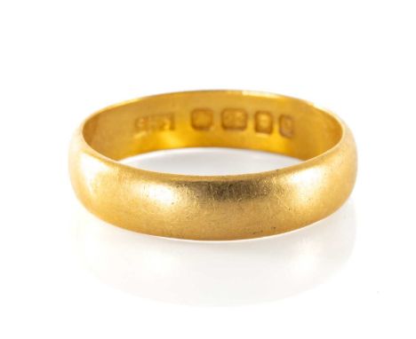 22CT GOLD WEDDING BAND, 4.2gmsProvenance: private collection CeredigionComments: light wear overall, viewing recommended