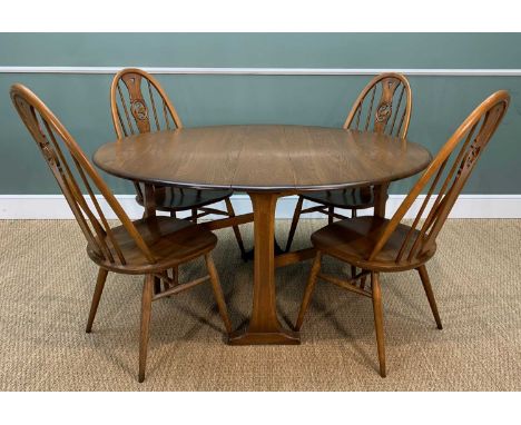 ERCOL DINING SUITE comprising, Windsor Gate-Leg table, 610, 71 (h) x 140 (w) open, 22 (w) closed x 128cms (d) plus four Winds